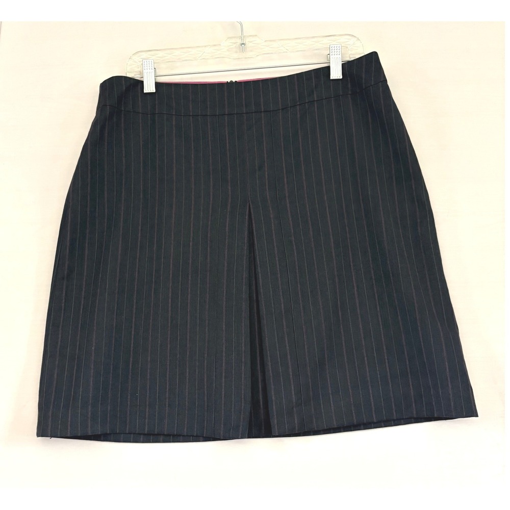 Banana Republic Gray Pink Pinstripe Wool Blend Pleated Mini Skirt Size 12 395905